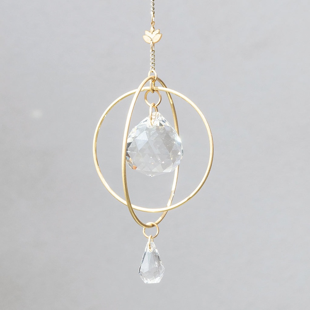 Scout - Mini Suncatcher Lotus / Strength Brass Crystal | Window / Car Accessory